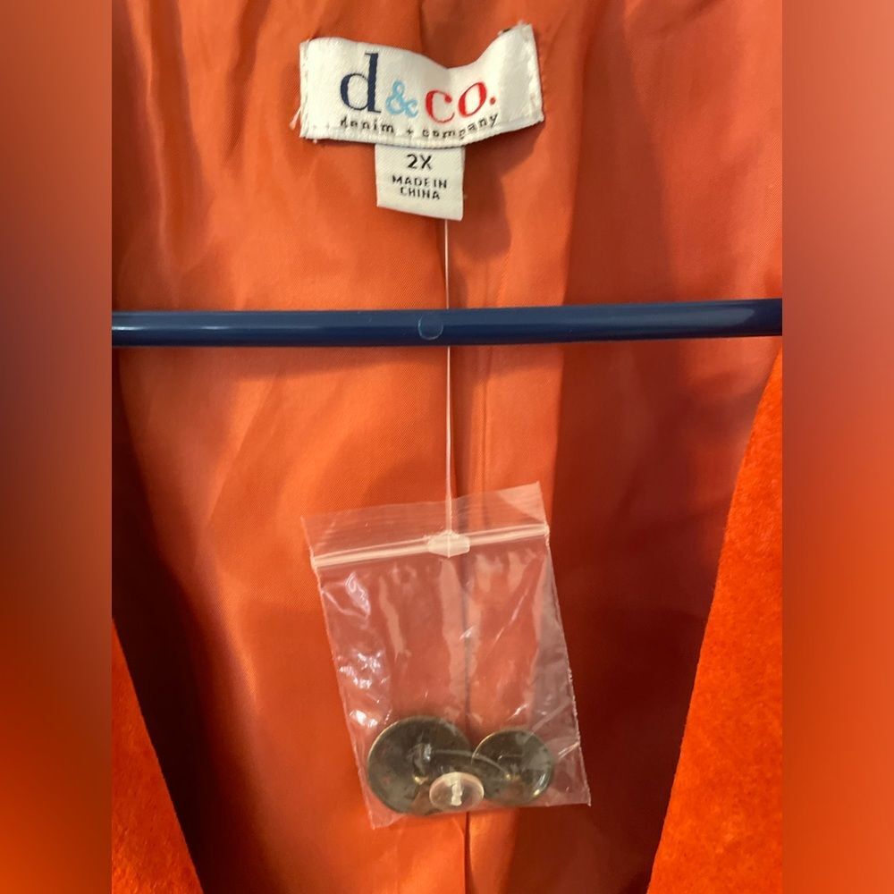 NWOT DENIM & Co Burnt Orange Rust Suede Leather Long Bohemian Jacket Sz 2X - Picture 4 of 5